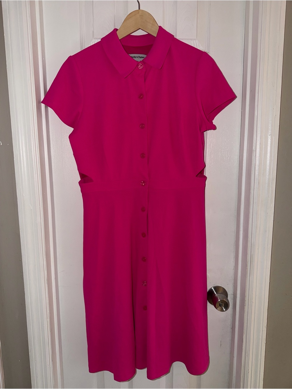 Shelby & Palmer Fuchsia Button-Front Midi Dress